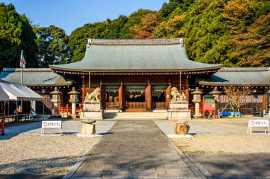 Statue of Ryozen Kannon Buddha, Goddess of Mercy, in Ryozen Kannon Temple, memorial honoring all victims of the Pacific War, in historic Gion district in Kyoto, Japan on 3 November 2017