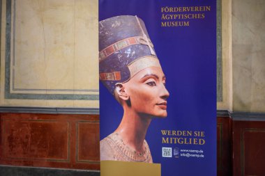 Ancient Egyptian artifacts exhibited in the Neues Museum, New Museum in Museum Island complex in historic center of Berlin, Germany, on 2 January 2025 clipart