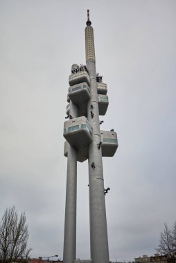 Zizkov television and observation tower in Zizkov District in Prague, capital of Czech Republic on 12 January 2024 clipart