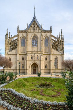 Front view of the Roman Catholic Church of Saint Barbara in Kutna Hora town in the Central Bohemian Region of the Czech Republic on 26 January 2025 clipart