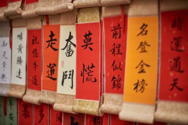 Kaligrafi eserleri 19 Nisan 2024 'te Çin' in Pekin şehrinde Panjiayuan Antika Pazarı 'nda (Pekin Antika Pazarı) satıldı.