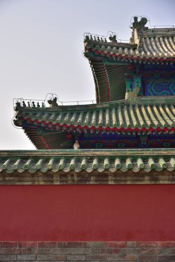 Tourist landmark of Temple of Heaven, where emperors of the Ming and Qing dynasties prayed to Heaven for good harvest, in Beijing, China clipart