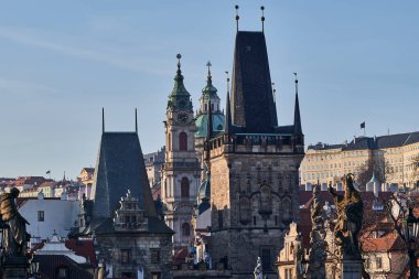 Mala Strana Bridge Tower (Malostranska mostecka vez), gothic gateway tower on the the Charles Bridge in Prague, Chech Republic clipart