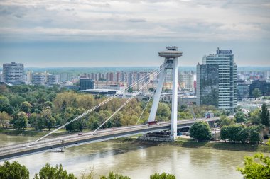 Slovakya Ulusal Ayaklanması Köprüsü (SNP most), Slovakya 'nın başkenti Bratislava' daki UFO köprüsü, 6 Mayıs 2023