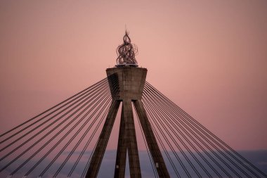 Grand Olympic Bridge, in the shape of the Olympic torch, over the Han River in Seoul, capital of South Korea clipart