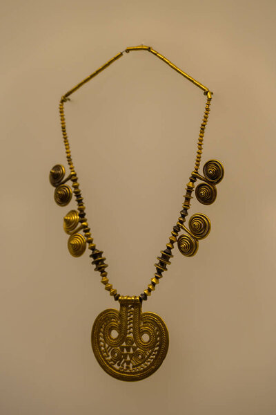 Archaeological Treasury Exhibition of ancient artifacts, gold, silver and precious stones in Georgian National Museum in Tbilisi, capital of Georgia on 13 April 2025