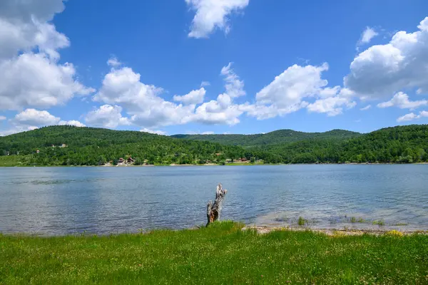 Doğu Sırbistan 'da Bor kenti yakınlarındaki bir yapay göl olan Bor Gölü (Borsko jezero) manzarası