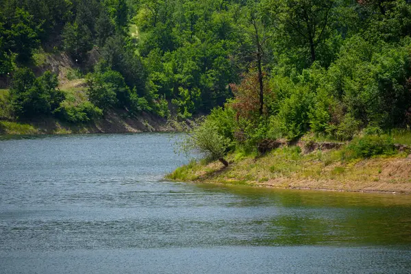 Doğu Sırbistan 'da Bor kenti yakınlarındaki bir yapay göl olan Bor Gölü (Borsko jezero) manzarası