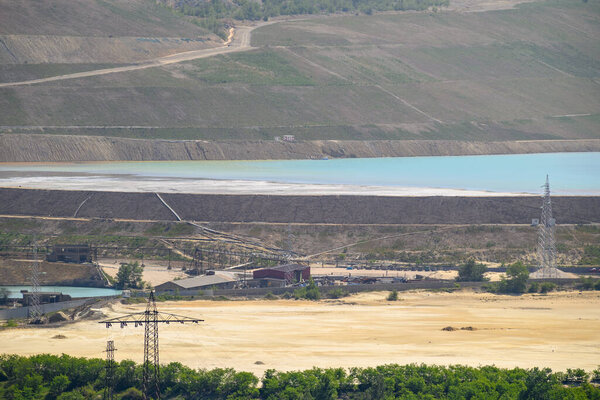 Heaps of tailings and mine dumps in Bor, Eastern Serbia, one of the largest copper mines in Europe owned by Chinese mining company Zijin Mining Group on 31 May 2025
