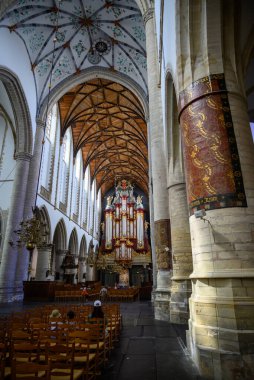 22 Temmuz 2025 'te Hollanda' nın Haarlem kentindeki Grote Markt meydanında yer alan Reformist Protestan Kilisesi, Saint Bavo Grote Kerk Kilisesi 'nin içidir.