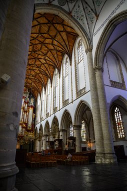 22 Temmuz 2025 'te Hollanda' nın Haarlem kentindeki Grote Markt meydanında yer alan Reformist Protestan Kilisesi, Saint Bavo Grote Kerk Kilisesi 'nin içidir.