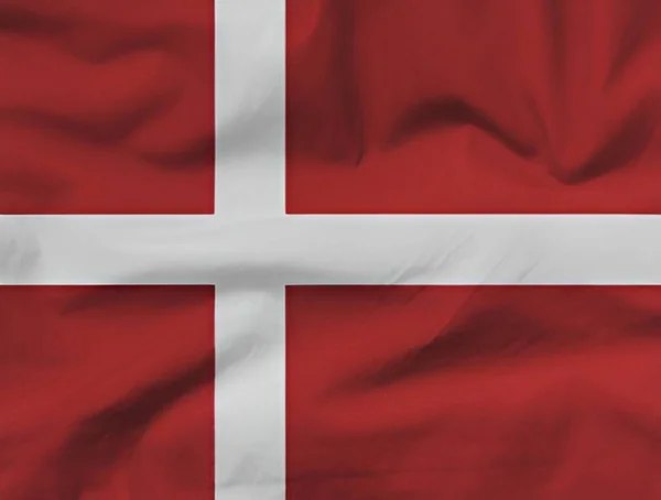 Zászló Denmark Redők Selyem — Stock Fotó