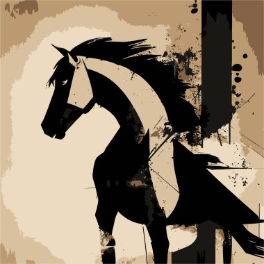 Soyut At Sanat Vektörü Boyaması