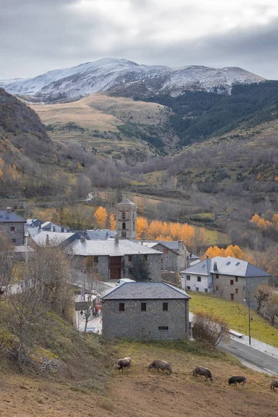 Krásné Město Durro Obklopené Horami Pyrenejích Katalánsku — Stock fotografie