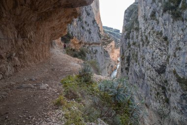 Montrebei Kanyonu 'ndaki manzara Katalonya' daki kuraklık dönemini gösteriyor.