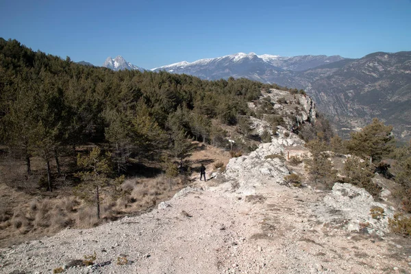 Paisaje Que Muestra Montañas Bosques Lugar Llamado Cingles Vallcebre Cataluña — Foto de Stock