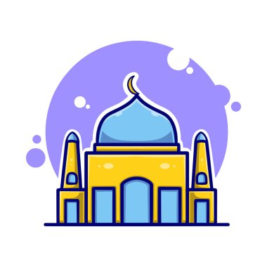 Cami çizgi film ikonu çizimi. Ramazan çıkartmaları Mübarek