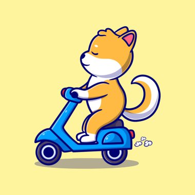 Şirin köpek Scooter çizgi film ikonu çizimi