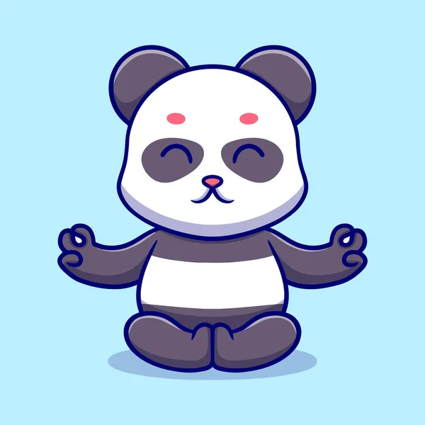 Niedlichen Panda Meditieren Cartoon Illustration — Stockvektor