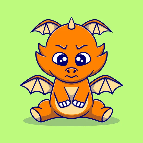 Illustration Icône Dessin Animé Dragon Mignon — Image vectorielle