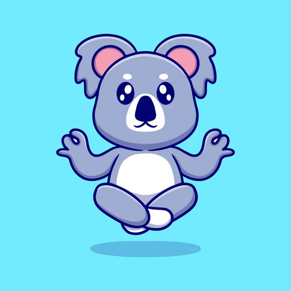 Lindo Koala Meditar Ilustración Icono Dibujos Animados — Vector de stock