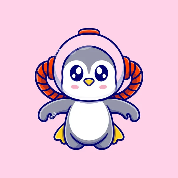 Niedliche Pinguin Tauchen Cartoon Symbol Illustration — Stockvektor