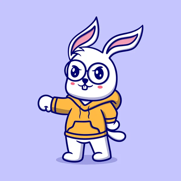 Симпатичный Кролик Карикатурой Куртку — стоковый вектор