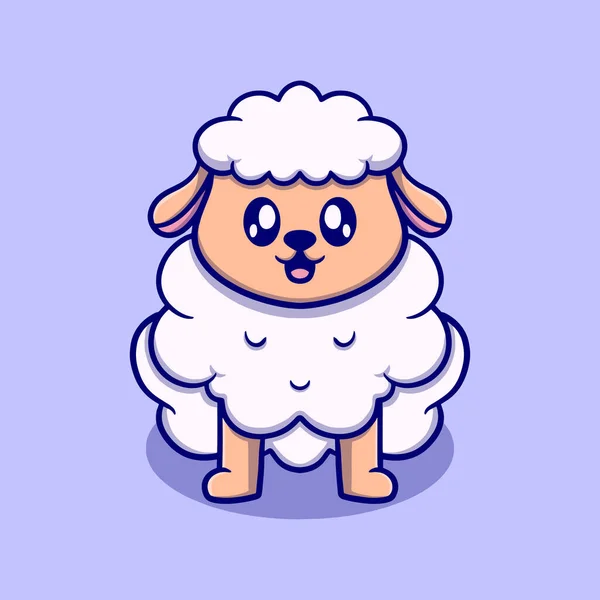Χαριτωμένο Μικρό Πρόβατο Εικονογράφηση Εικονίδιο Αστείο Αυτοκόλλητο Για Παιδιά — Διανυσματικό Αρχείο