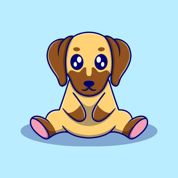 Bonito Pequeno Cão Desenho Animado Ícone Ilustração Etiqueta Engraçada Para — Vetor de Stock