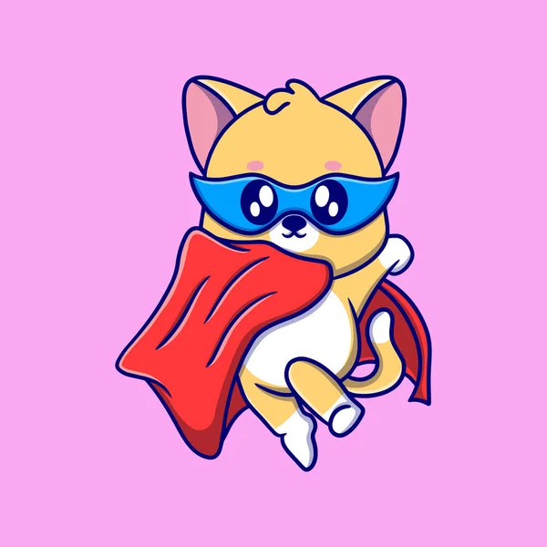 Милий Супер Кіт Мультфільм Значок Ілюстрації Смішна Наклейка Дітей — стоковий вектор