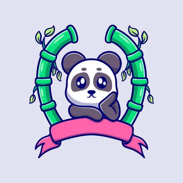 Χαριτωμένο Βαρεθεί Εικόνα Εικονίδιο Panda Κινουμένων Σχεδίων Αστείο Αυτοκόλλητο Για — Διανυσματικό Αρχείο