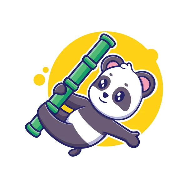 Carino Panda Icona Del Cartone Animato Illustrazione Illustrazione Disegno Divertente — Vettoriale Stock