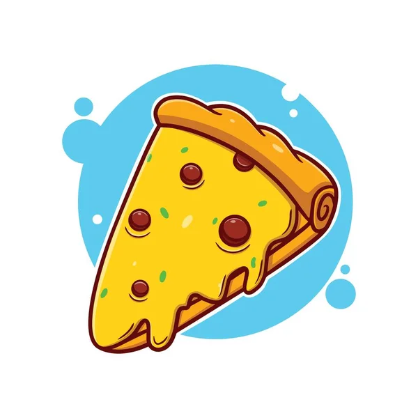 Ilustração Bonito Ícone Desenho Animado Pizza Adesivos Engraçados Para Uma — Vetor de Stock