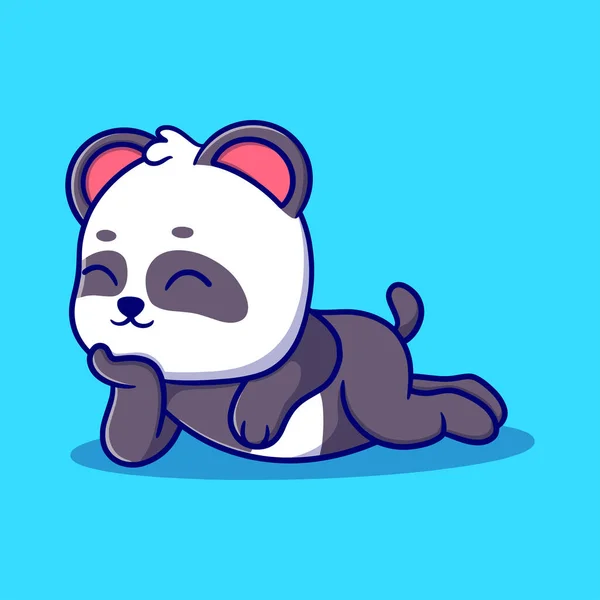 Cute Panda Cartoon Icon Illustration Funny Animal Sticker — Stock Vector