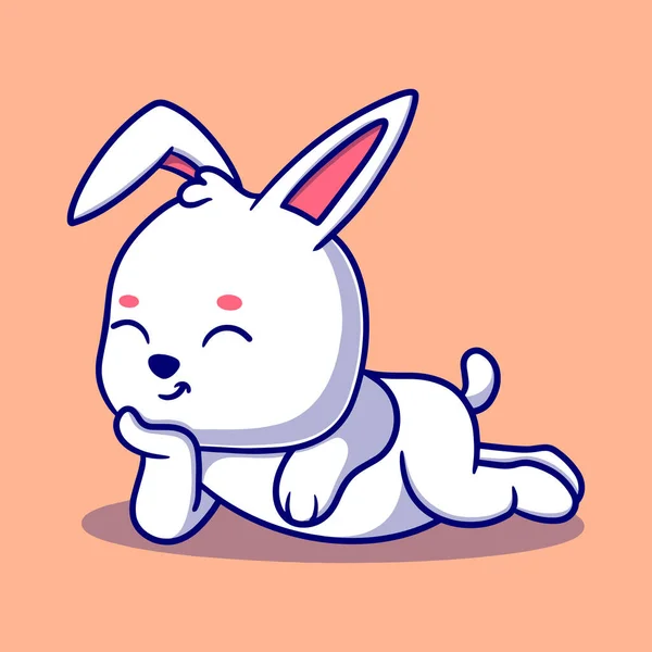 Cute Bunny Cartoon Icon Illustration Funny Animal Sticker — Stock Vector