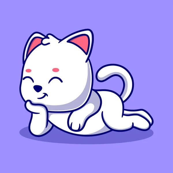 Cute Cat Cartoon Icon Illustration Funny Animal Sticker — Stock Vector