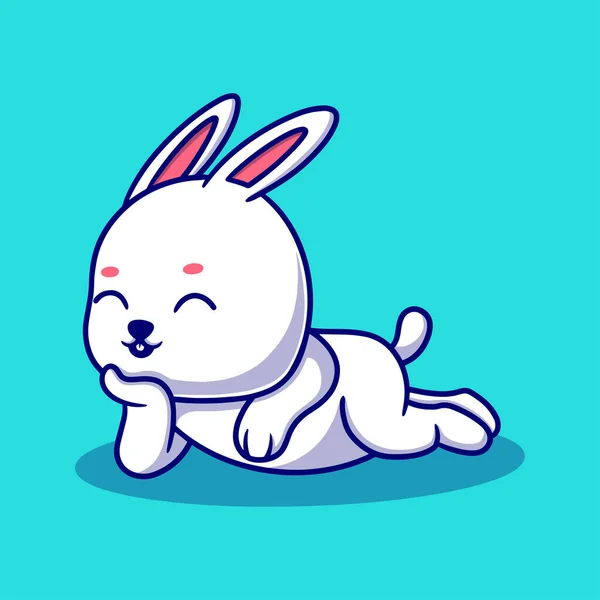 Cute Bunny Cartoon Icon Illustration Funny Animal Sticker — Stock Vector