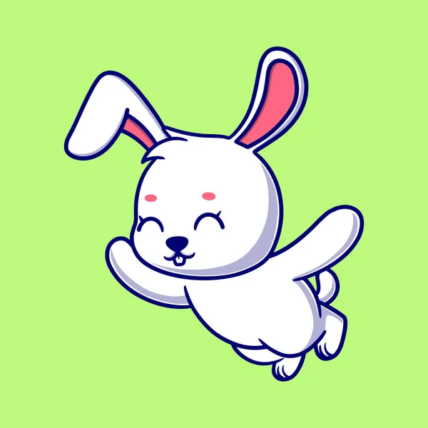 Leuke Vlieg Bunny Cartoon Pictogram Illustratie — Stockvector