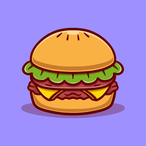 Burger Ilustración Icono Del Logotipo Dibujos Animados Logotipo Divertido Para — Vector de stock