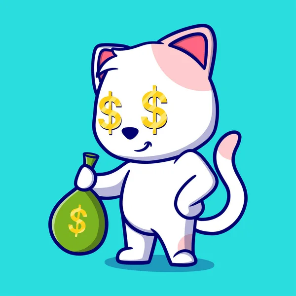 Χαριτωμένο Πλούσια Γάτα Εικόνα Κινουμένων Σχεδίων Αστείο Αυτοκόλλητο Για Δώρα — Διανυσματικό Αρχείο
