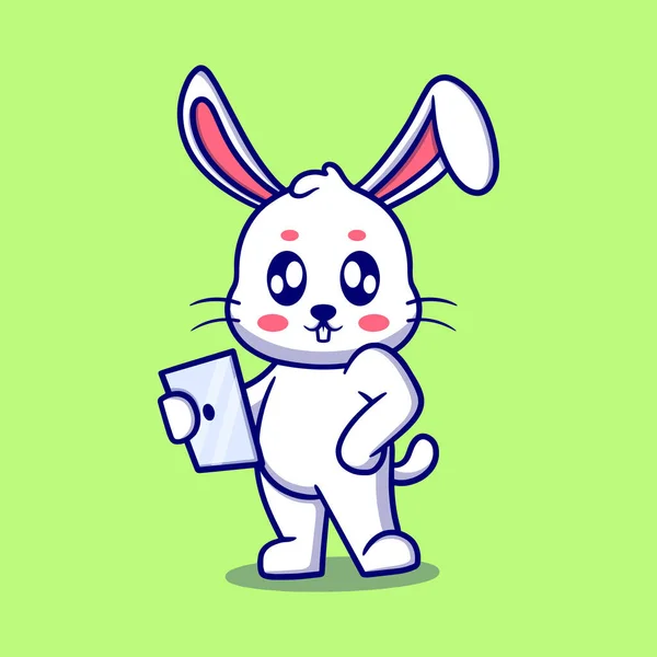 Милий Бізнес Кролик Ілюстрацією Іконки Мультфільму Ipad — стоковий вектор