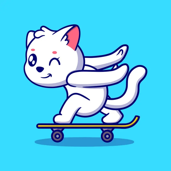 Милий Білий Маленький Скейтборд Синьому Фоні Векторна Ілюстрація — стоковий вектор