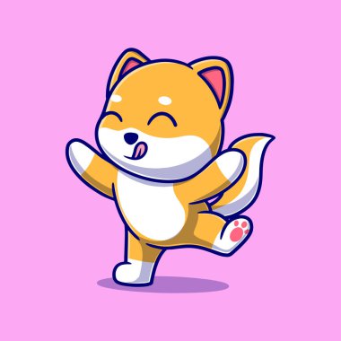 Şirin, mutlu köpek çizgi film vektör ikonu çizimi. Hayvan doğası ikonu konsepti izole edilmiş premium vektör. düz dizayn