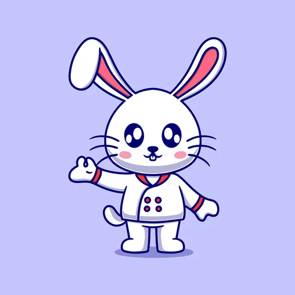 Cute Chef Bunny Cartoon Icon Illustration Funny Gift Cartoon Business — Stock Vector
