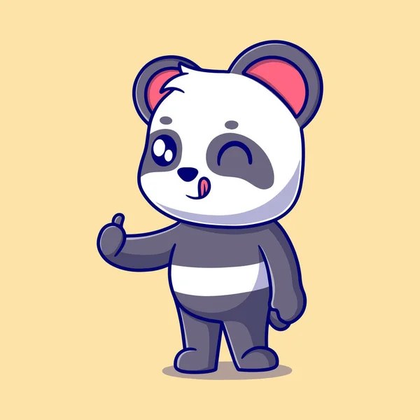 Carino Panda Icona Del Cartone Animato Illustrazione Divertente Cartone Animato — Vettoriale Stock