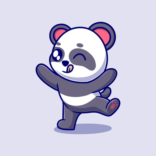 可爱的快乐熊猫卡通矢量图标说明 动物自然图标概念隔离溢价向量 平面设计 — 图库矢量图片