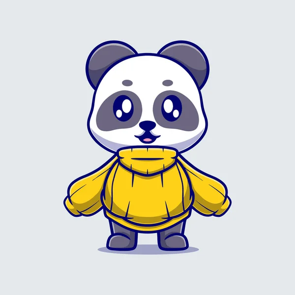 可爱的熊猫抱着一个甜蜜的卡通矢量图标 动物自然图标概念隔离溢价向量 平面设计 — 图库矢量图片