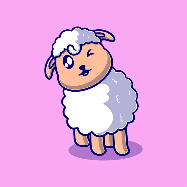 Carino Pecore Cartone Animato Icona Vettoriale Illustrazione Animale Concetto Icona — Vettoriale Stock