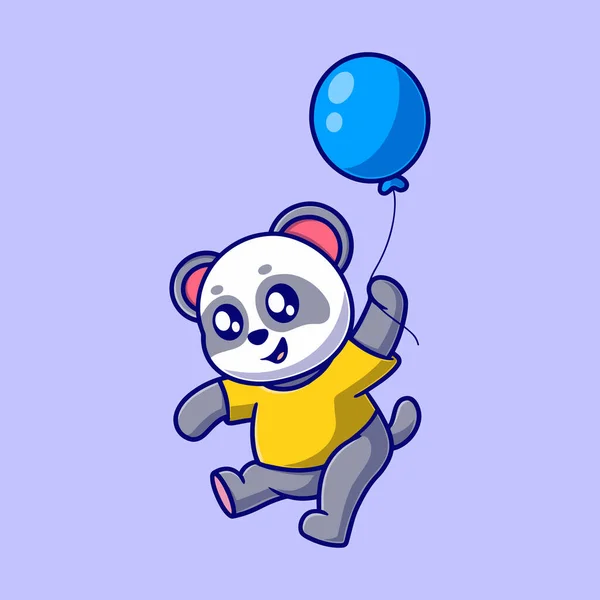 Free Vector Cute Happy Panda Cartoon Icon Illustration Animal Icon — Stock Vector
