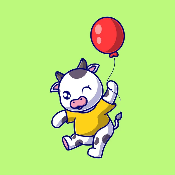 Free Vector Cute Happy Cow Cartoon Icon Illustration Animal Icon — Stock Vector
